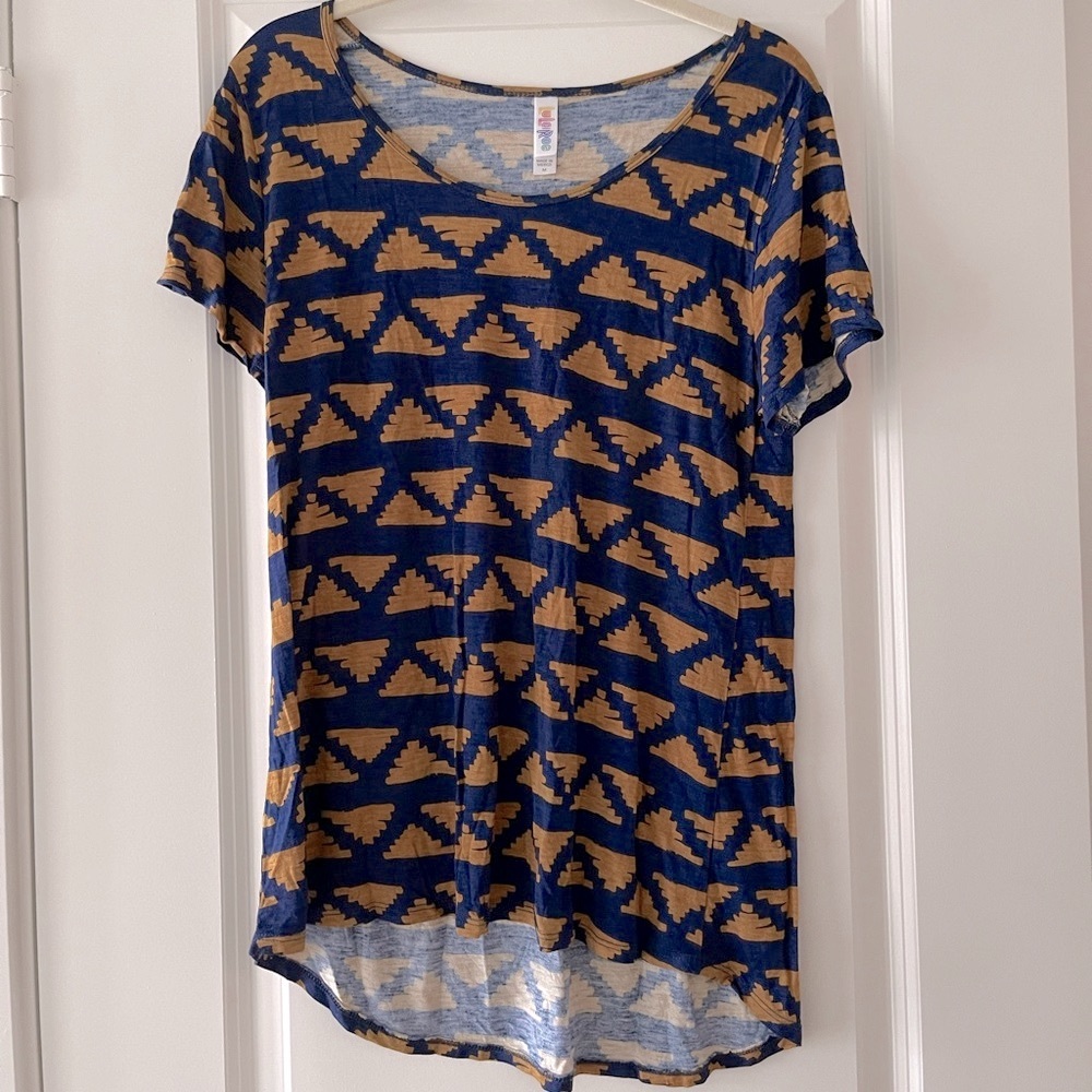 NWOT, Lularoe Aztec Classic T, Medium, Blue and Gold